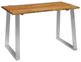 Jedálenský stôl 120x65x75 cm masívne akáciové drevo a nehrdzavejúca oceľ