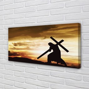 Obraz na plátne Jesus cross západ slnka 140x70 cm