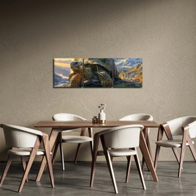 Obraz - Korytnačka a horská krajina (s hodinami) (90x30 cm)