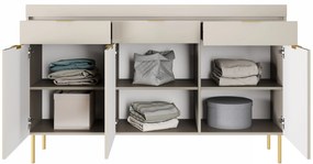 Trojdverová komoda Sentia 157 s tromi zásuvkami - kašmír / zlatá