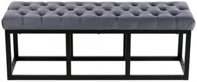 Lavica Polson - zamat, čierny rám 120 cm - Sivá
