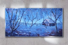 Skleneny obraz Abstrakcia zimné sneh stromy