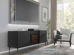 TV skrinka/stolík s elektrickým krbom FPB 2D 170 C Rowanna (čierna). Akcia -20%. Vlastná spoľahlivá doprava až k Vám domov. 1125091
