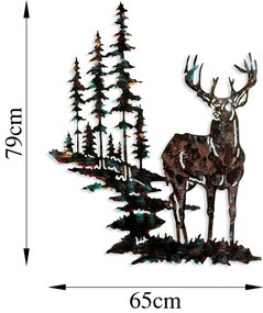 Nástěnná kovová dekorace Deer vícebarevná