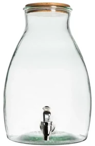 Sklenený zásobník na nápoje GUSTA s dreveným viečkom 5,5 L