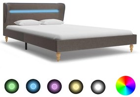 vidaXL Rám postele s LED svetlom hnedosivý látkový 120x200 cm