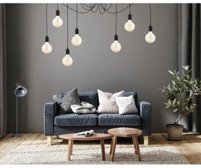 Luster na lanku MIROS 7xE27/60W/230V pavúk čierna