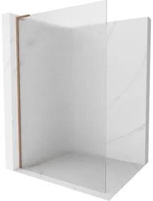 Mexen Kioto L, sprchová zástena Walk-In 120 x 200 cm, 8mm sklo s rebrovým vzorom, medený matný profil, 800-120-103-65-09