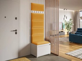 Nábytok do predsiene Kendora 60 (s 6 ks. čalúnených nástenných panelov Pazara 60x30) (biely) (manila 32). Vlastná spoľahlivá doprava až k Vám domov. 1054020