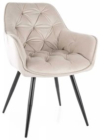 Jedálenská stolička Cherry Velvet, krémová / čierna