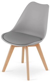 Jedálenský set 1 + 4, biely stôl ADRIA 120x80 cm + svetlosivé stoličky BALI MARK s bukovými nohami