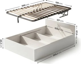 Jednolôžková posteľ so zdvíhacím roštom 120x200 cm, biela