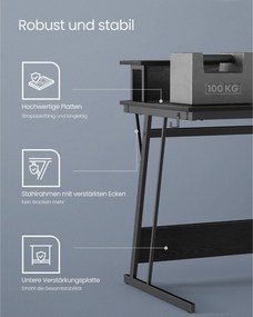 Písací stôl,  herný stôl so stojanom na monitor pre 2 monitory, čierny