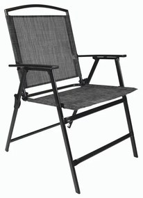 Záhradná stolička, skladacia, čierna, 90,5 x 57 x 65,5 cm