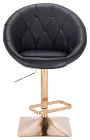 LuxuryForm Barová stolička VERA na zlatej hranatej podstave - čierna