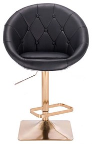 LuxuryForm DESIGN Barová stolička VERA na zlatej hranatej podstave - čierna