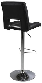 Dizajnová barová stolička Nerine, čierna a chrómová-ekokoža
