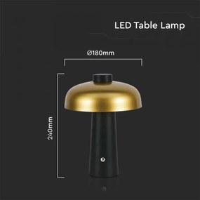 LED Stmievateľná dobíjacia stolná lampa LED/3W/5V 3000-6000K 1800 mAh čierna/zlatá
