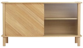 Vitrína z dubového dreva s posuvnými dverami v prírodnej farbe 135x73,5x48 cm Italic – UMAGE