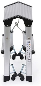 Hliníkové skladacie schodíky s kolieskami, obojstranné, výška 420 mm