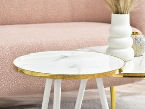 Set 2 konferenčných stolíkov Zoya Zest S (biely mramor + zlatá). Akcia -20%. Vlastná spoľahlivá doprava až k Vám domov. 1111891