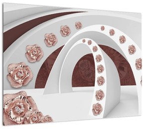 Obraz - 3D oblúky s kvetmi (70x50 cm)