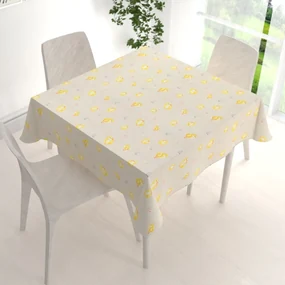 Biante Veľkonočný teflónový štvorcový obrus TF-074 Kuriatka a kraslice na béžovom 100x100 cm