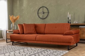 Praktická trojmiestna rozkladacia pohovka Mustang, 239 x 99 cm, oranžová