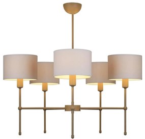 Luster na tyči MADELA 5xE14/40W/230V biela/béžová
