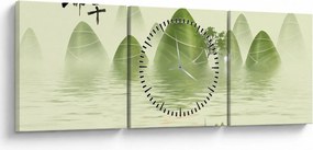 Obraz - Údolie zelených hôr (s hodinami) (90x30 cm)