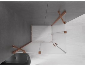 Mexen Velar Duo, sprchový kút s posuvnými dverami 90 x 80 cm, 8mm sklo námraza, ružové zlato, 871-090-080-32-60