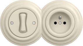 Kliklap - Retro jednopólový vypínač č. 1 a zásuvka 230 V s rámikom béžová