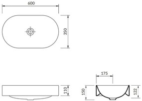 Cersanit Inverto Oval umývadlo na dosku 60 x 35 cm, biela, K671-009