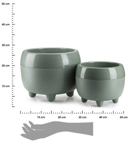 PLASTOVÝ KVETINÁČ BOTANICA SADA 2KS 30X24 CM+23X18,5 CM ZELENÁ