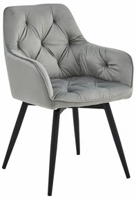 Set dvoch jedálenských otočných stoličiek JORK360 zamatové, strieborné / sivé (čierne nohy) 2 ks