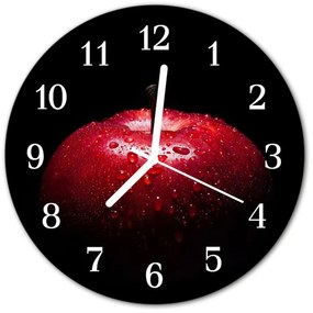 Sklenené hodiny okrúhle Jablko fi 30 cm