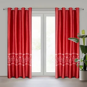 VIANOČNÝ ZATEMŇOVACÍ ZÁVES NA KRÚŽKOCH RUBI 140X250 ČERVENÁ