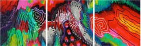 Obraz abstraktné - farby (s hodinami) (90x30 cm)