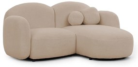 Svetlohnedá rohová pohovka z textílie buklé (pravý roh/s leňoškou) Orbit – Ropez