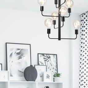 Luster na reťazi ORLANDO 8xE27/60W/230V čierna