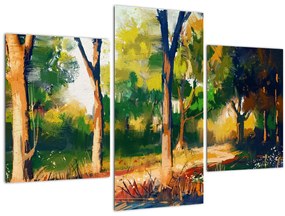 Obraz lesa v letnom slnku, maľba (90x60 cm)
