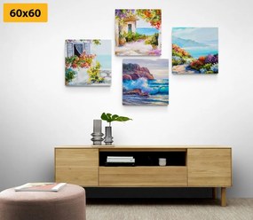 Set obrazov morská krajina v imitácii maľby - 4x 60x60