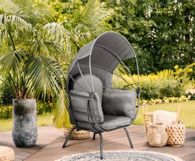 ModernHome Záhradné kreslo Cocoon so skladacím baldachýnom, šedá ModernHome
