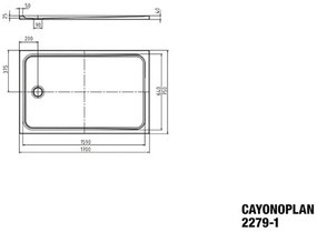 Sprchová vanička KALDEWEI Cayonoplan 750 x 1700 x 25 mm alpská biela Hladké 370200010001