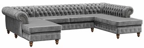 PROXIMA.store - Luxusná sedačka CHESTERFIELD LONG U FARBA NÔH: čierna, DRUH LÁTKY: TORRE - 10, FARBA OZDOBNÝCH ŠPENDLÍKOV: staré zlato
