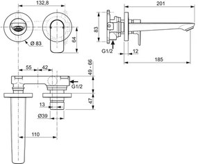 Podomietková umývadlová batéria Ideal Standard Connect Air magnetic grey A7029A5