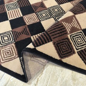 Koberec Alfa so štvorcovým geometrickým vzorom - hnedý Šírka: 180 cm | Dĺžka: 250 cm