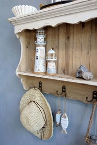 Bielo-modrá kovová dekorácia maják Lighthouse Nautic - Ø 10*28 cm