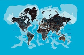 Samolepiaca tapeta moderná mapa sveta - 300x200