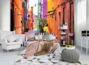 Fototapeta - Benátky - ulica Burano (254x184 cm)